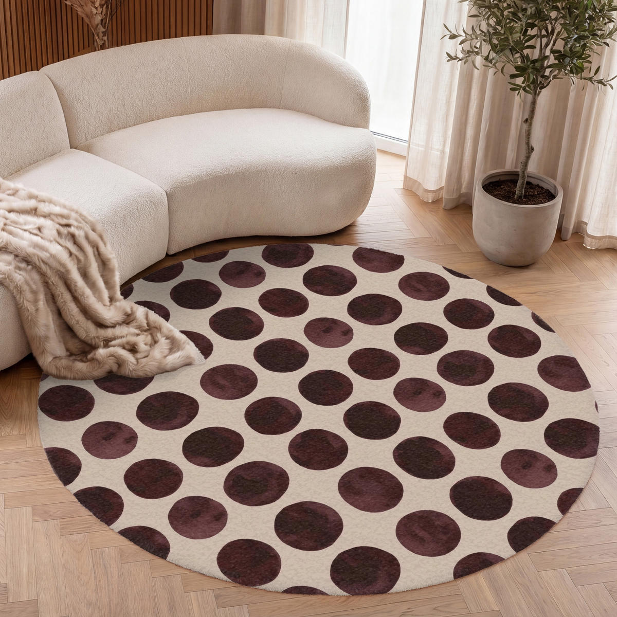 KOBERCE - Bodky - Vzor - Hnedý - 150x150 cm - tmavohnedá, textil/plast (150/0.4cm) - OnlyWow
