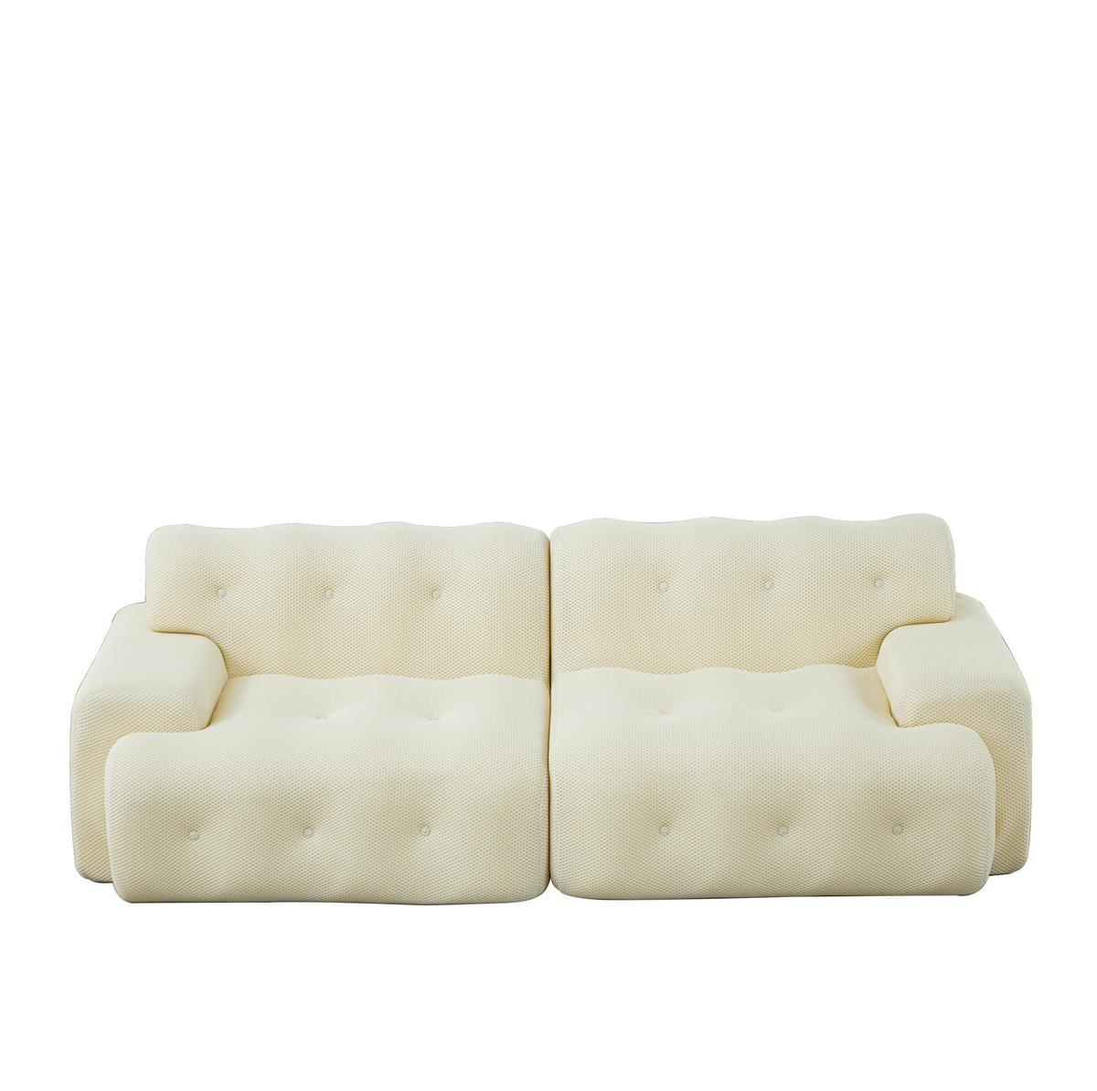 SOFA Zweisitzer modular 224 x 104 x 66 cm Stoff Beige - Beige, Holzwerkstoff (104.01/66/224cm) - Meubliv