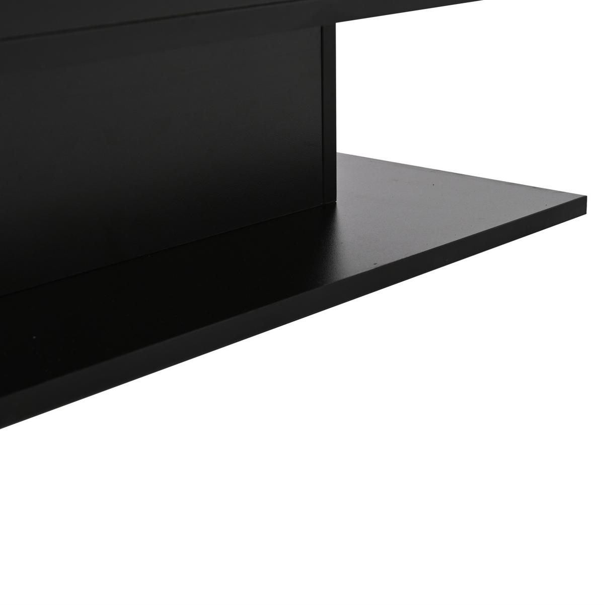 COUCHTISCH mit Ablage 80/75 cm höhenverstellbar mit LED-Beleuchtung in Schwarz - Schwarz, Holzwerkstoff (80/77/40cm) - BEAOK