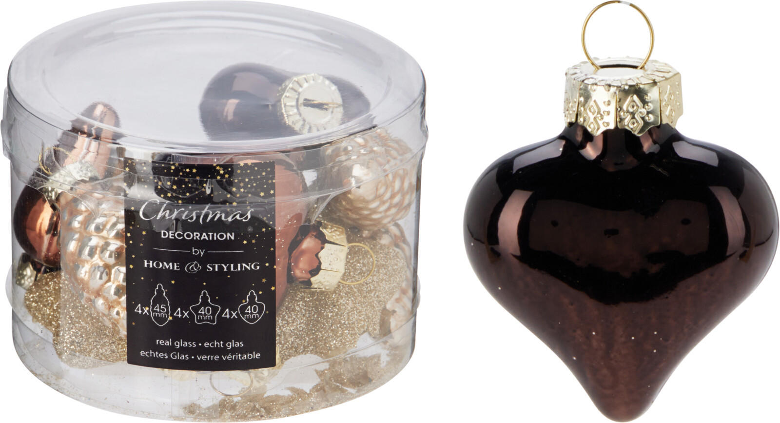 CHRISTBAUMKUGEL Basic Bernsteinfarben 12er Set 8.5X8.5X6 cm Glas - Bernsteinfarben, Glas (8.5/6/8.5cm) - Mondex