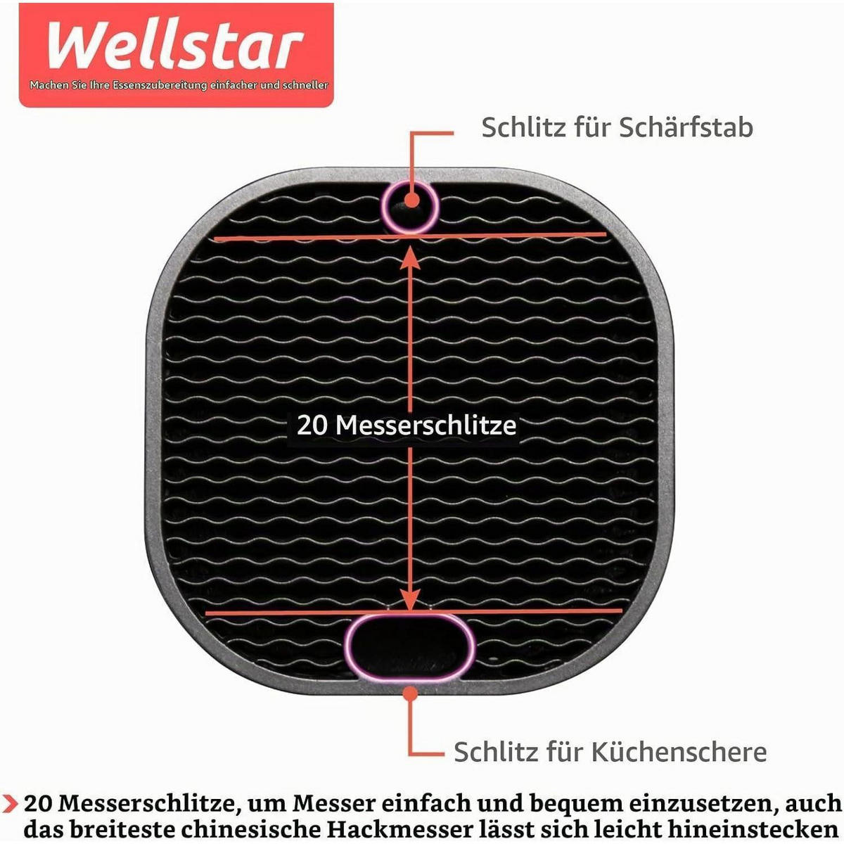 MESSERBLOCK Universal Schwarz für 16-18 Messer - Schwarz, Kunststoff (14/22.3/14cm)