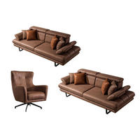 SITZGARNITUR Energy Grau-Seidengrau Stellvariante:3+3+1 - Braun, Holz (240/80/100cm) - Villa Möbel