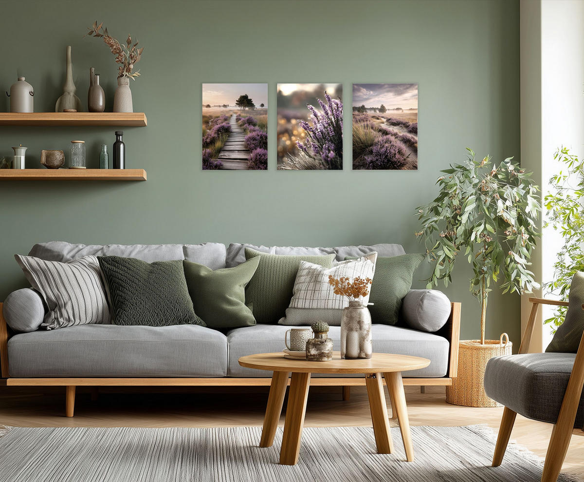 BILDERSET 3er-Set 30x40 cm Landschaft lila beige - Beige, Kunststoff (30/40cm) - artissimo