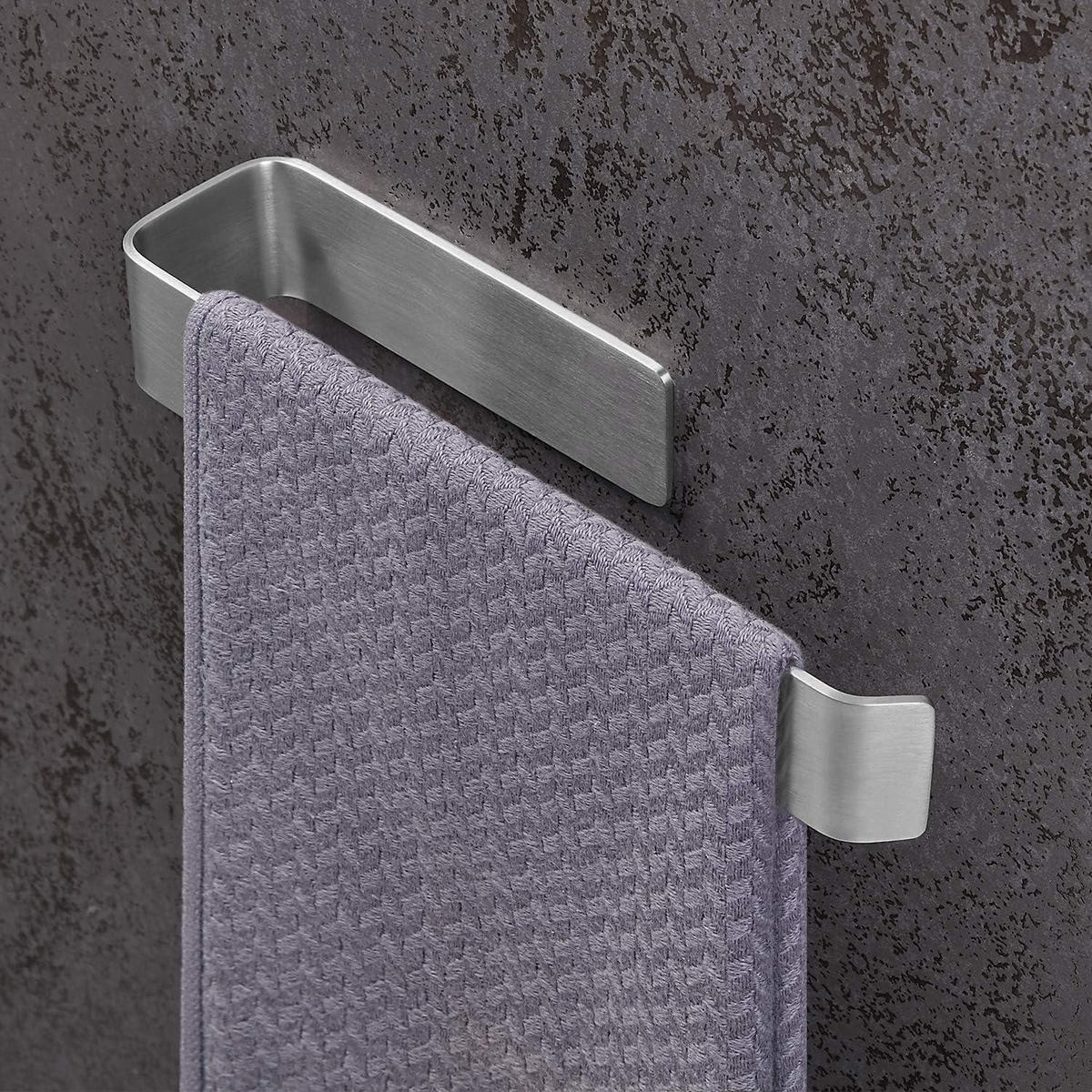 HANDTUCHHALTER ohne Bohren 25 cm Selbstklebend Edelstahl Gebürstetes Silber - Silberfarben, Metall (4.5/6.5/25cm)