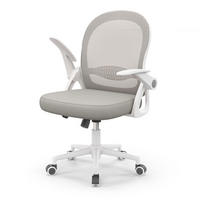 BÜROSTUHL ergonomisch, mittelhohe Rückenlehne, klappbare Armlehnen, Lendenstütze – Grau - Grau, Metall (56/98/56cm) - Rattantree