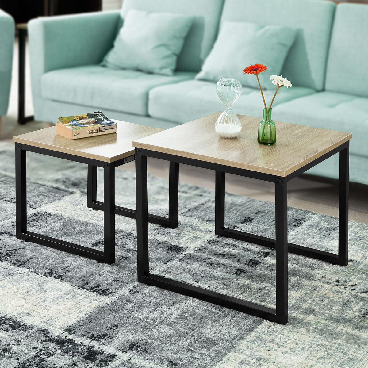 COUCHTISCH 2er Set Natur - Naturfarben, Holzwerkstoff (50/50/50cm) - SoBuy