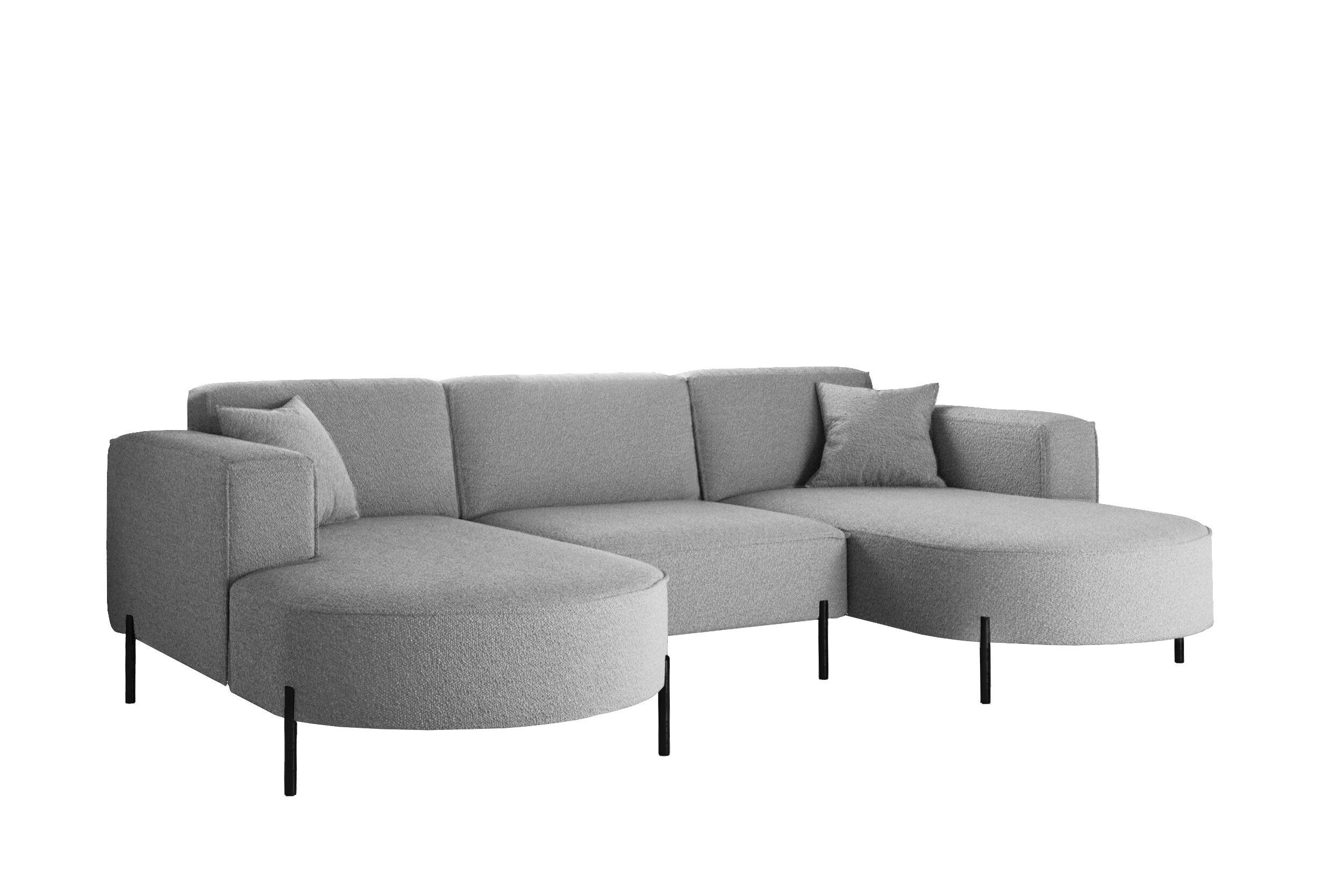 ECKSOFA Designer Modena U Rein stoff Quelle Grau - Grau, Holz (165/299cm) - Kaiser Möbel