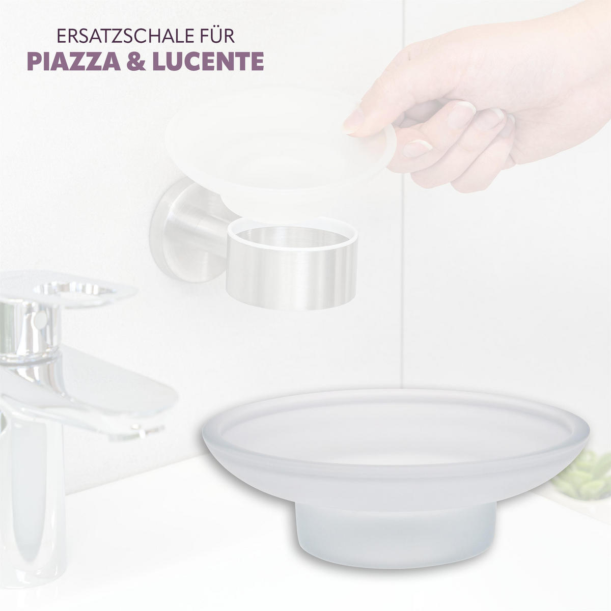 ERSATZSEIFENSCHALE PIAZZA & LUCENTE, satiniertes Glas - Weiß, Glas (11/3.5/11cm) - bremermann