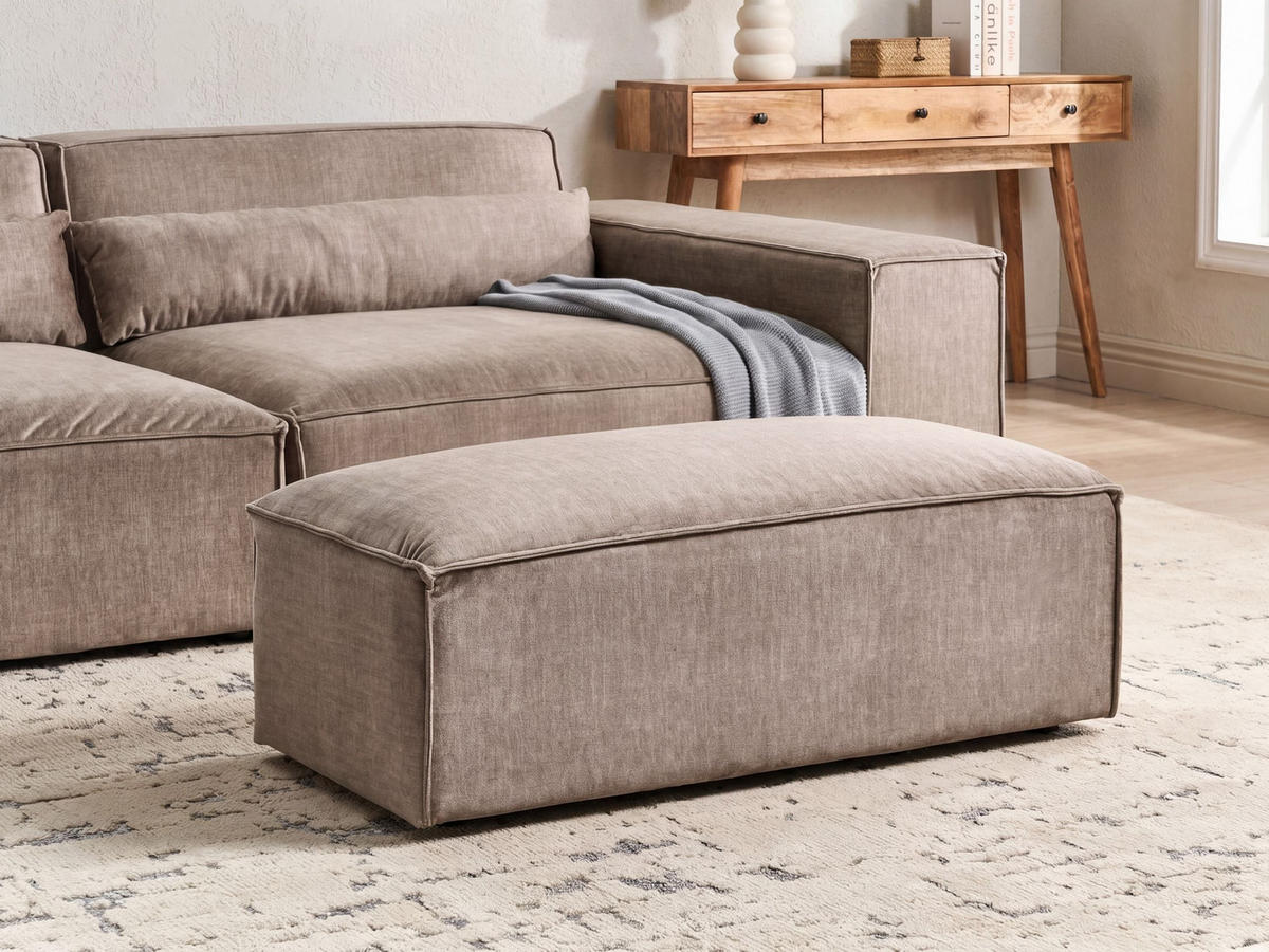 OTTOMANE Stoff Hellbraun Hellnar - Hellbraun, Textil (52/39/102cm) - Beliani