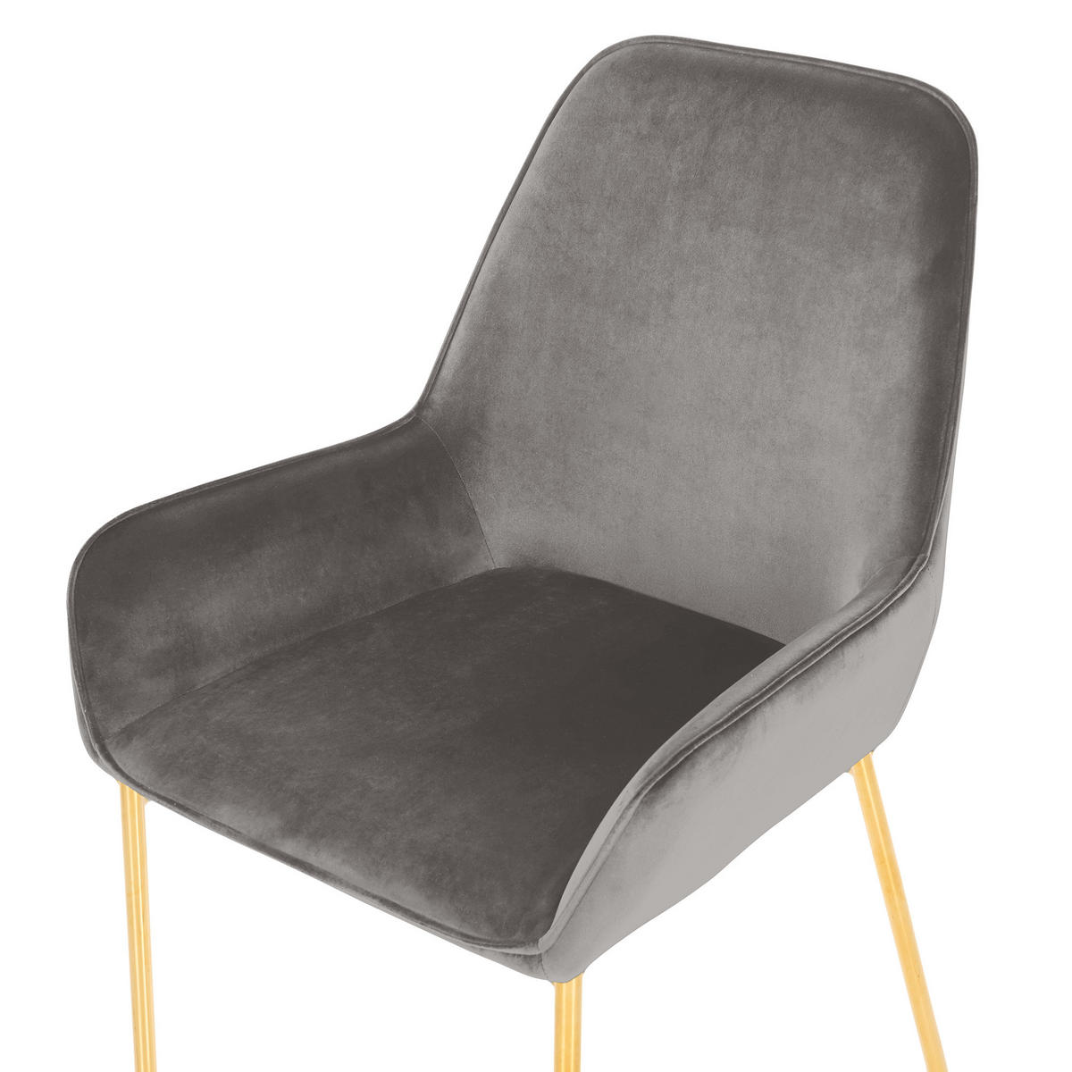 ESSZIMMERSTUHL 2er-Set Samtstoff Grau Loverna - Grau, Textil/Metall (56/89/59cm) - Beliani