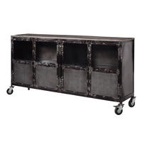 SIDEBOARD Mango 180x40x90 grau lackiert HEAVY INDUSTRY #115 - Grau, Holz (180/90/40cm) - Massivmoebel24