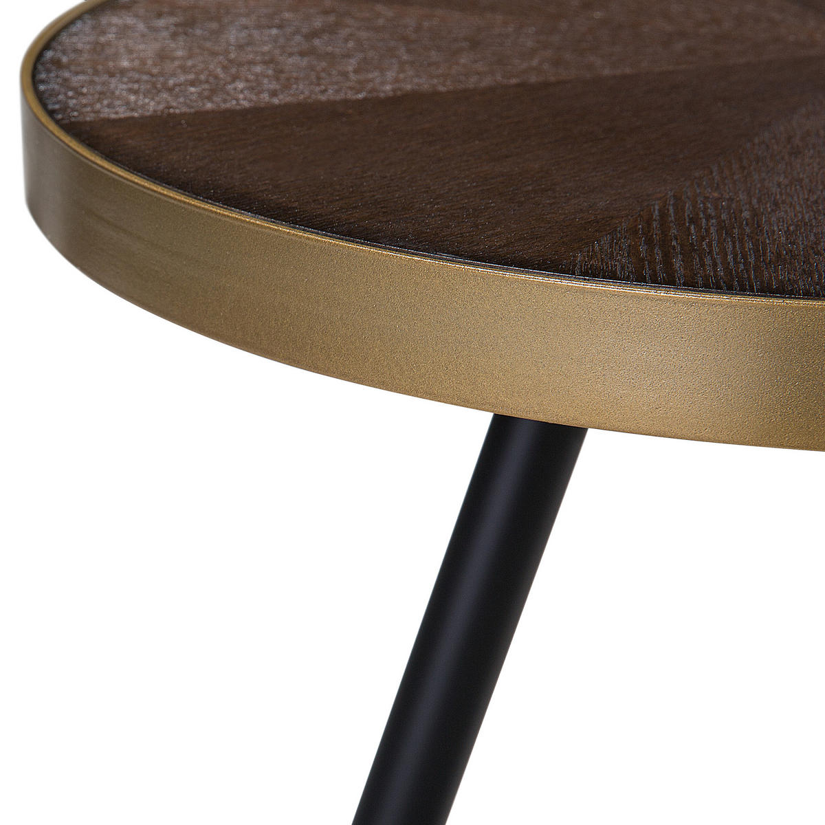 BEISTELLTISCH dunkler Holzfarbton/gold 44 cm Ramona - Dunkelbraun/Goldfarben, Holzwerkstoff (44/44/55cm) - Beliani