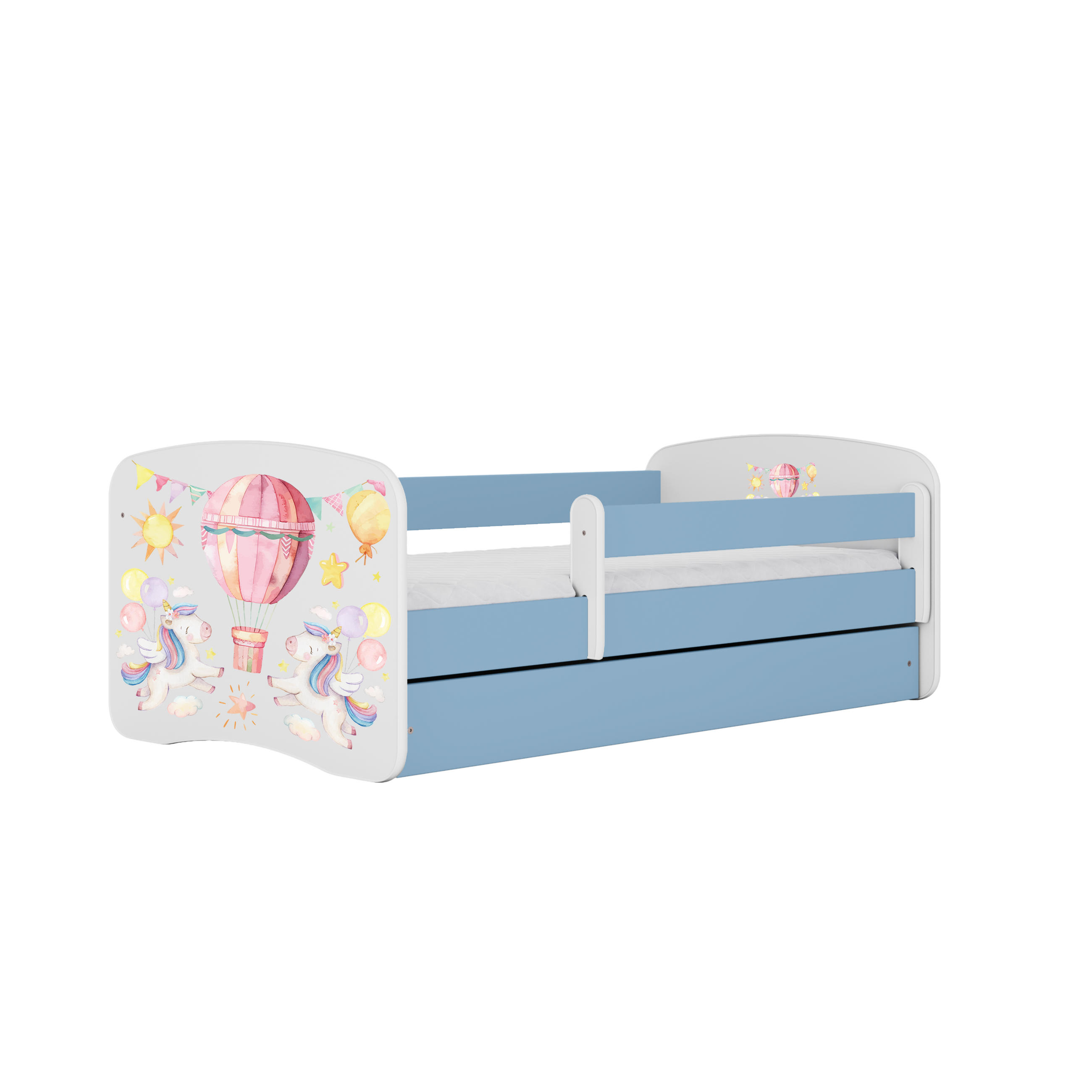 KINDERBETT Ballon mit Schublade 140/70 80/61/144 - Blau, Holzwerkstoff (70/140cm) - RAUMHIRSCH FURNITURE