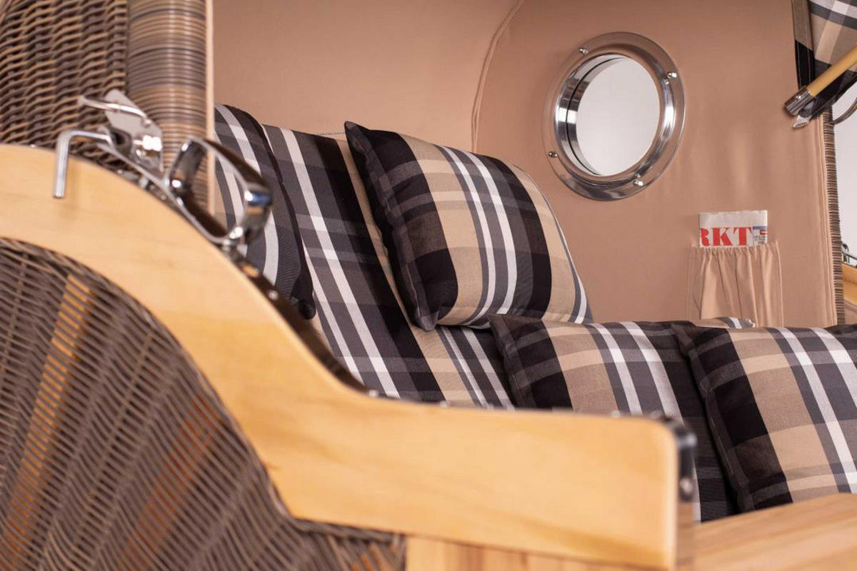 STRANDKORB Baltikum Teak 2,5 Sitzer - Braun/Grau, Holz/Metall (142/170/95cm) - Mr. Deko