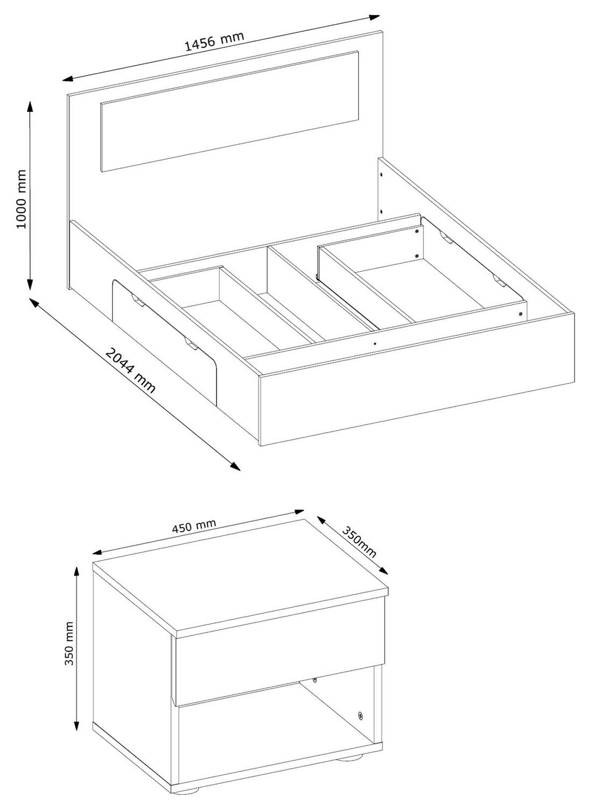 SCHLAFZIMMER-SET Fino mit Lattenrahmen sonoma eiche 3-teilig - Braun, Holz/Holzwerkstoff (140/200cm) - Feldmann-Wohnen
