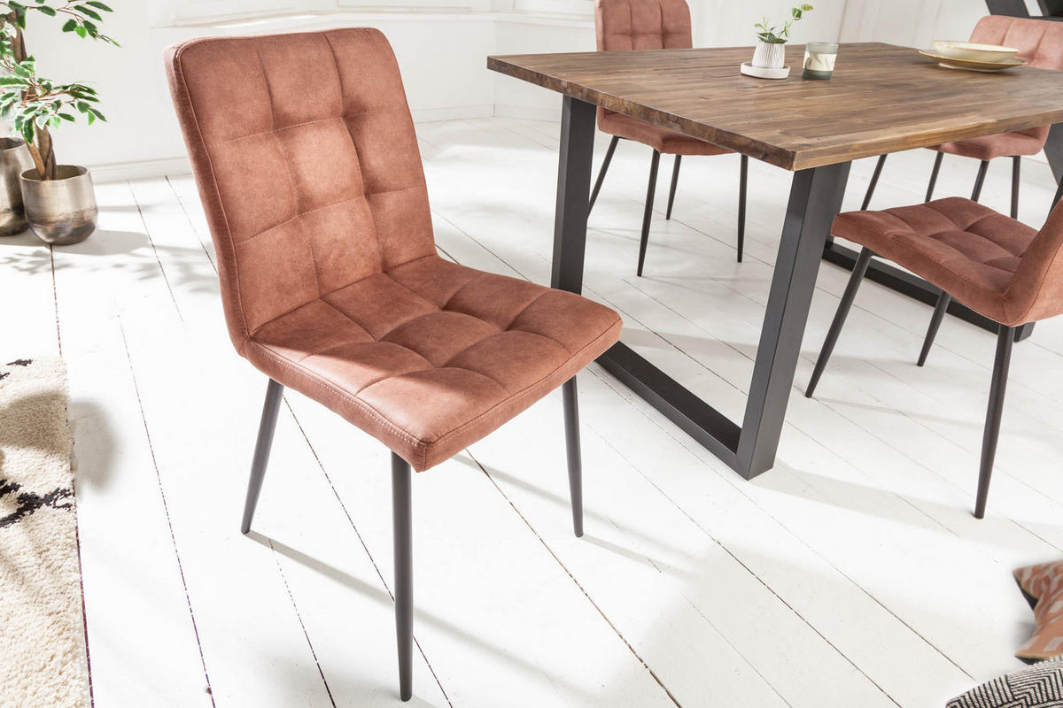 STUHL MODENA Microfaser Braun 85 cm - Schwarz/Braun, Textil/Metall (44/86/58cm) - riess-ambiente