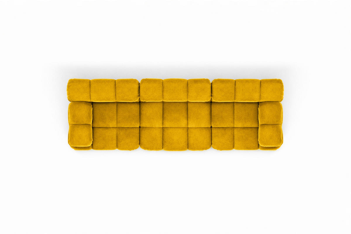 COUCH, 3-Sitzer Modular, Veloursstoff Salvador, Gelb, Selia - Gelb, Holz (285/70/95cm) - Kaiser Möbel
