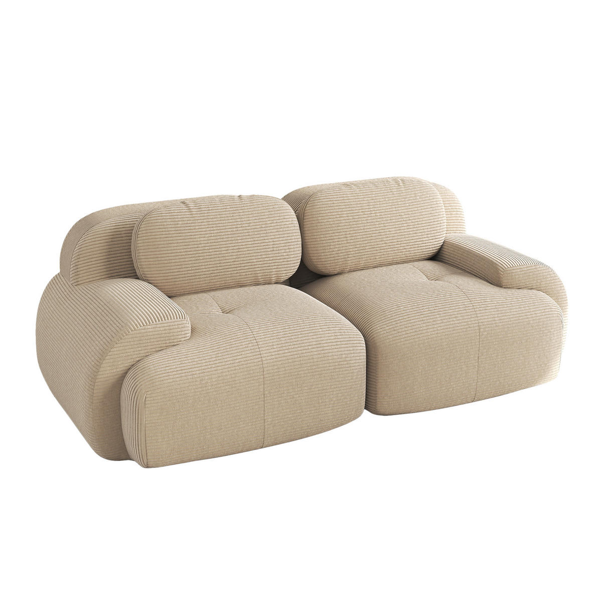 MODULÁRNÍ rohová pohovka béžová z manšestru s bezrámovým designem - béžová, textil (103/75/208cm) - OKWISH