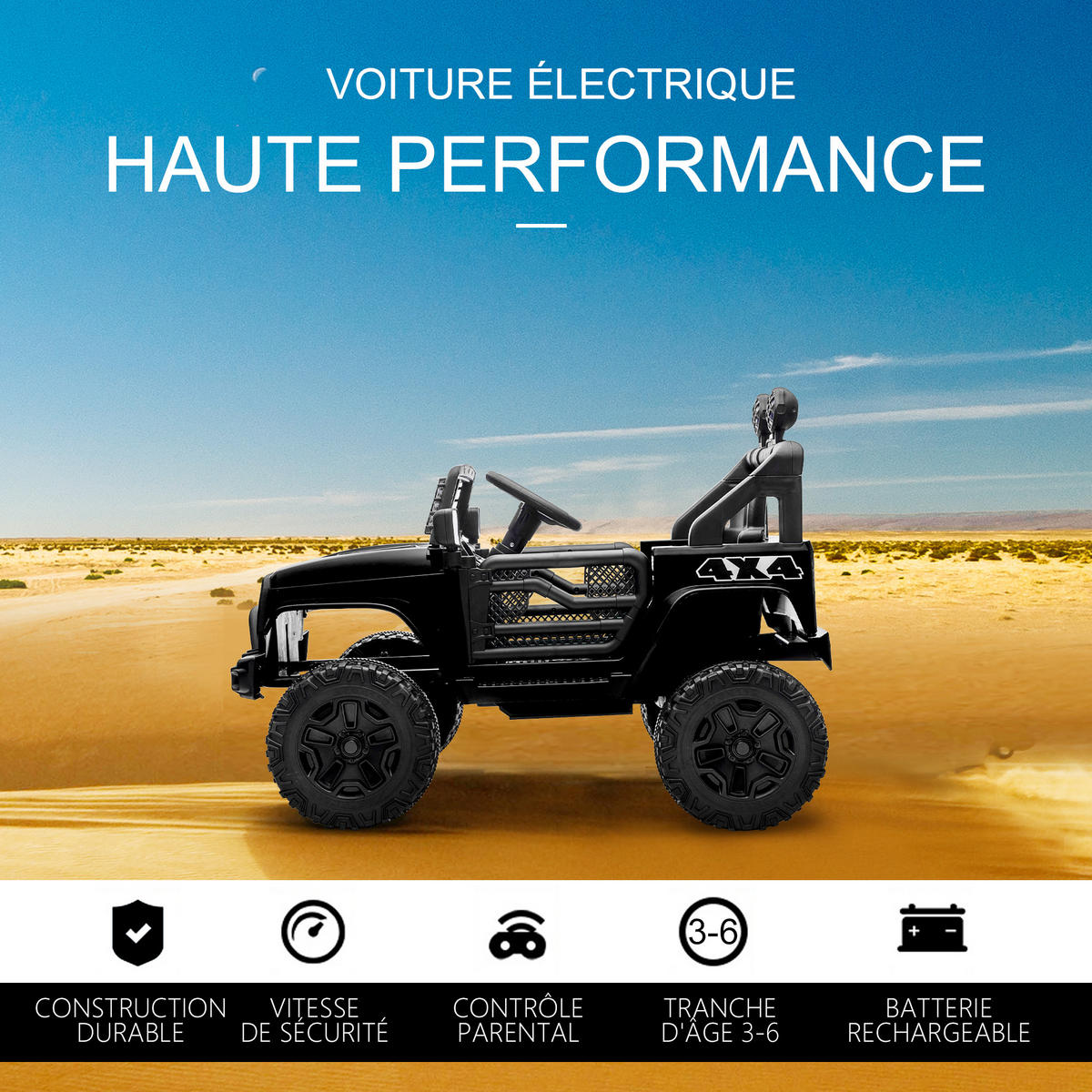 ELEKTRO-KINDERAUTO DE-13008 Fernbedienung Schwarz - Schwarz, Kunststoff (100/64.2/71cm) - ComfortXL
