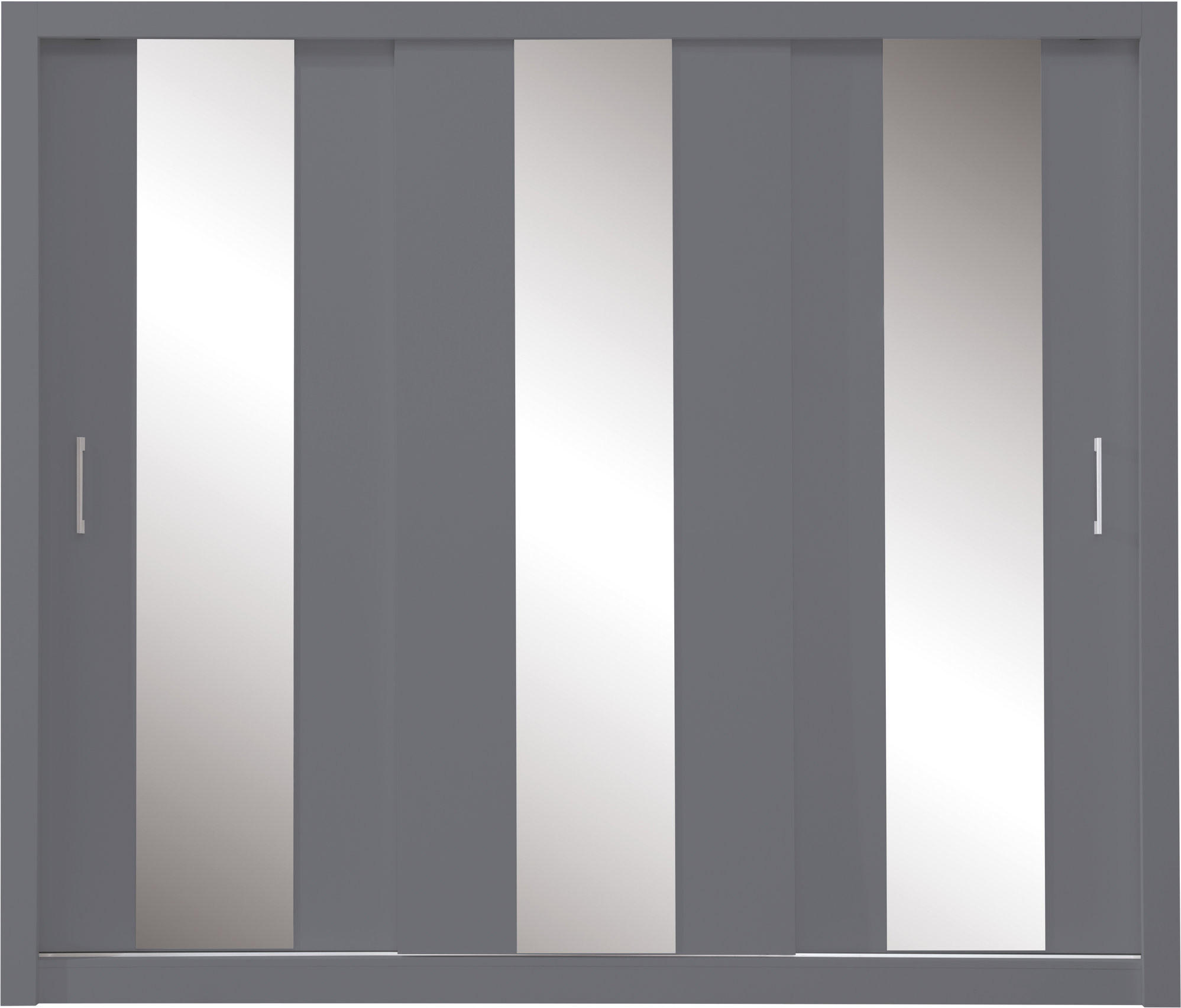 SCHWEBETÜRENSCHRANK MIRA 250/215/60cm 3-türig mit Spiegel Anthrazit - Anthrazit, Holzwerkstoff (250/215/60cm) - MASSENO