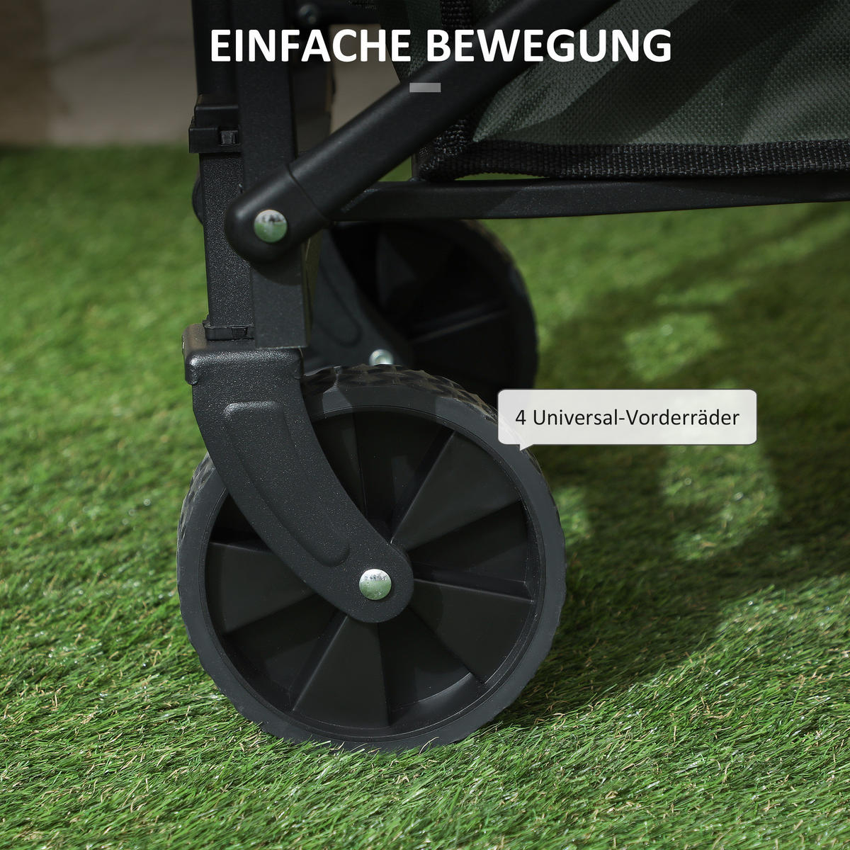 Gartenwagen 90 kg belastbar, klappbar Transportwagen Bollerwagen - Grün, Metall (46/92/114cm) - Outsunny