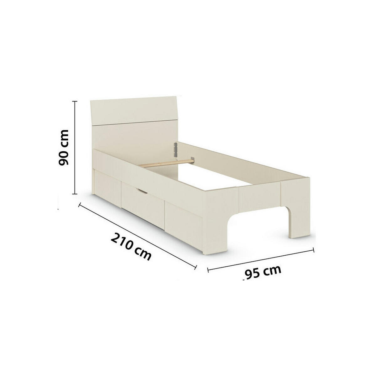 JUGENDZIMMER Frieda in Beige 5-teilig mit 3 türigem Kleiderschrank mit Schubkästen, 90er Jugendbett, Nachttisch, Schreibtisch mit Container - Beige, Holzwerkstoff (80/200/120cm)