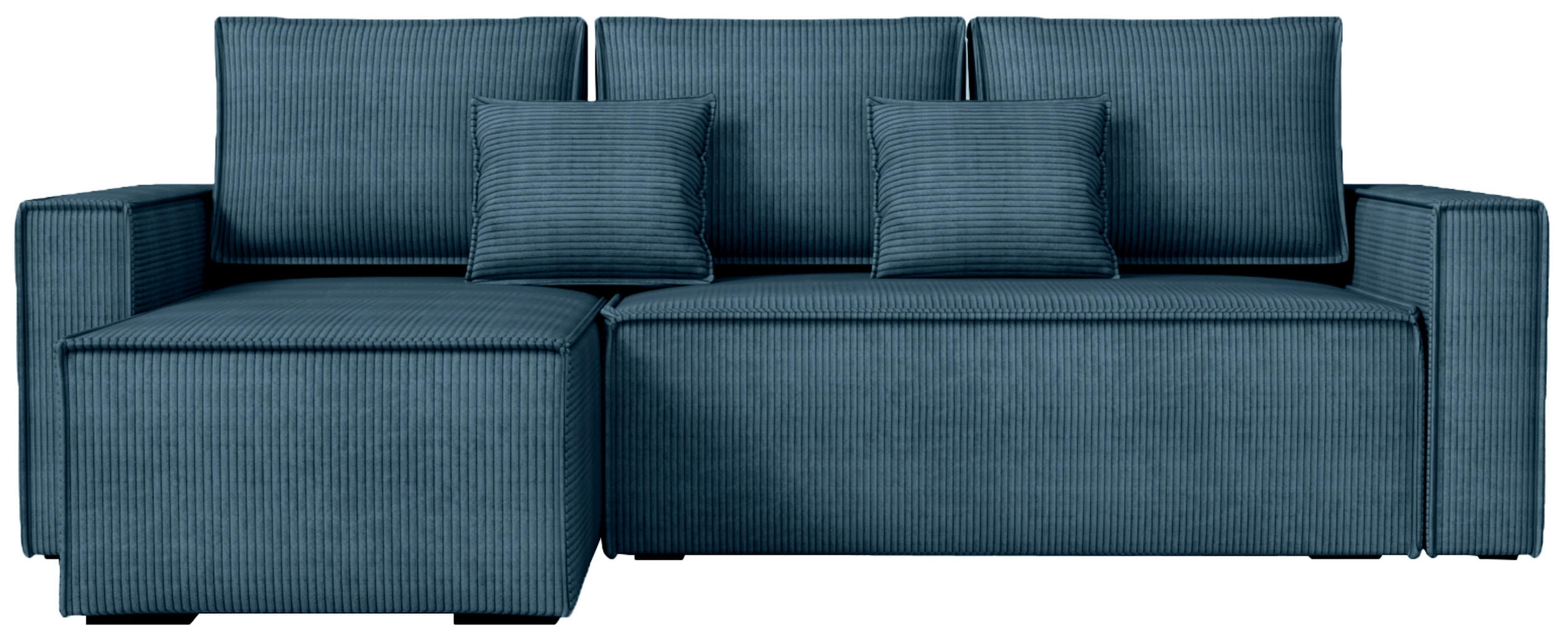 ECKSOFA Dexter mit Schlaffunktion Blau Cord - Blau, Textil (238/141cm) - Bromarkt