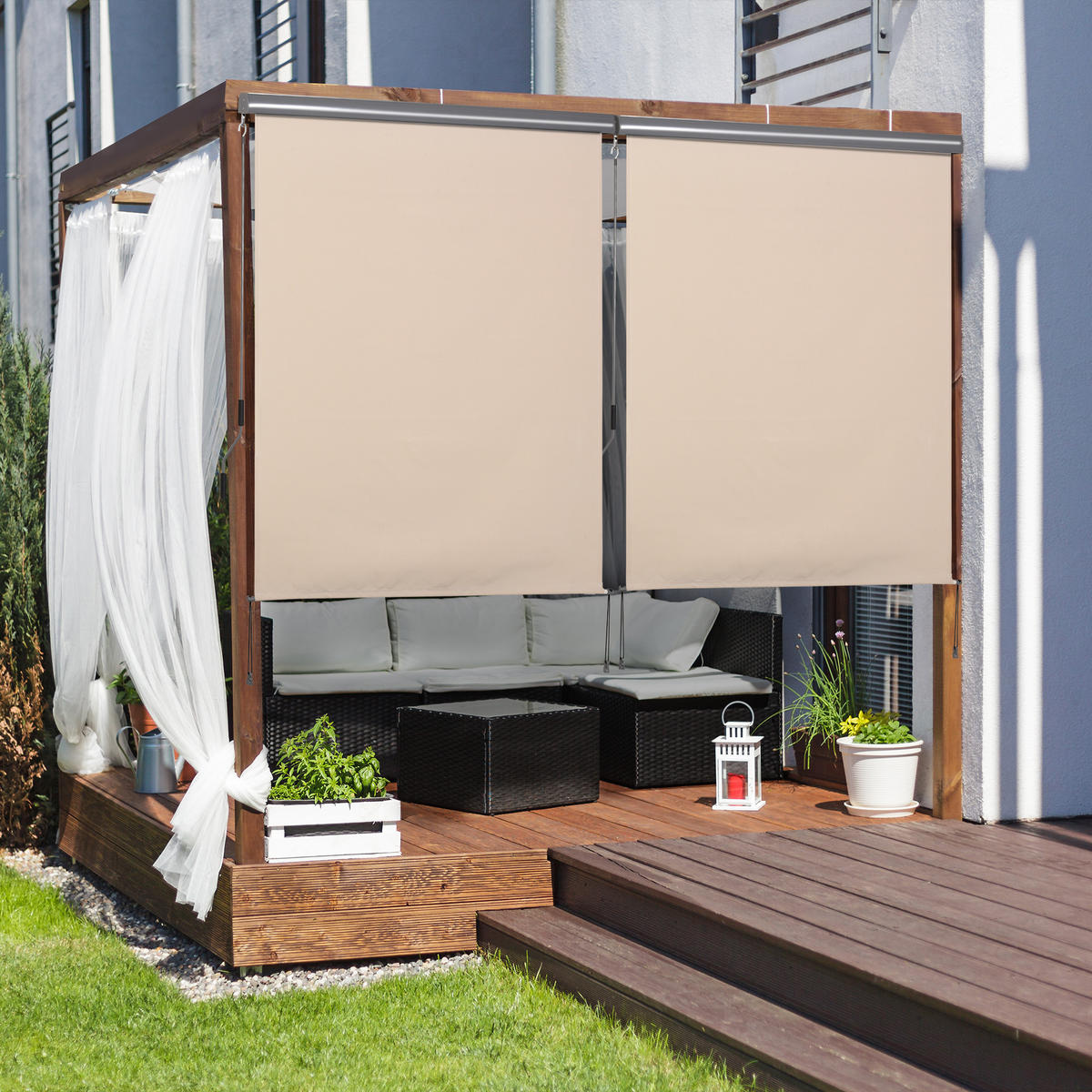 MARKISE DE-18456 250/160 cm mit Kurbel, UV-Schutz 50+ Creme - Creme, Metall (160/250cm) - ComfortXL