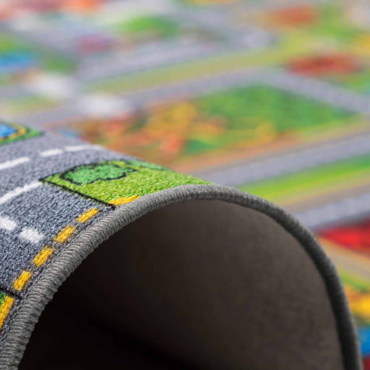 KINDER SPIEL STRASSENTEPPICH - Grau/Grün, Textil (160/160cm) - Snapstyle