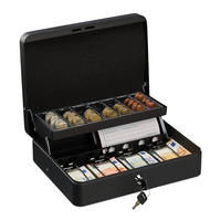 GELDKASSETTE Euro-Münzzählbrett - Schwarz, Kunststoff/Metall (30.5/8.5/24.5cm) - Relaxdays