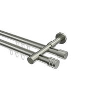 INNENLAUF-GARDINENSTANGEN-SET Prestige Estana 200 cm, 2-läufig, 20 mm Ø Edelstahl-Optik - Edelstahlfarben, Metall (200cm) - INTERDECO
