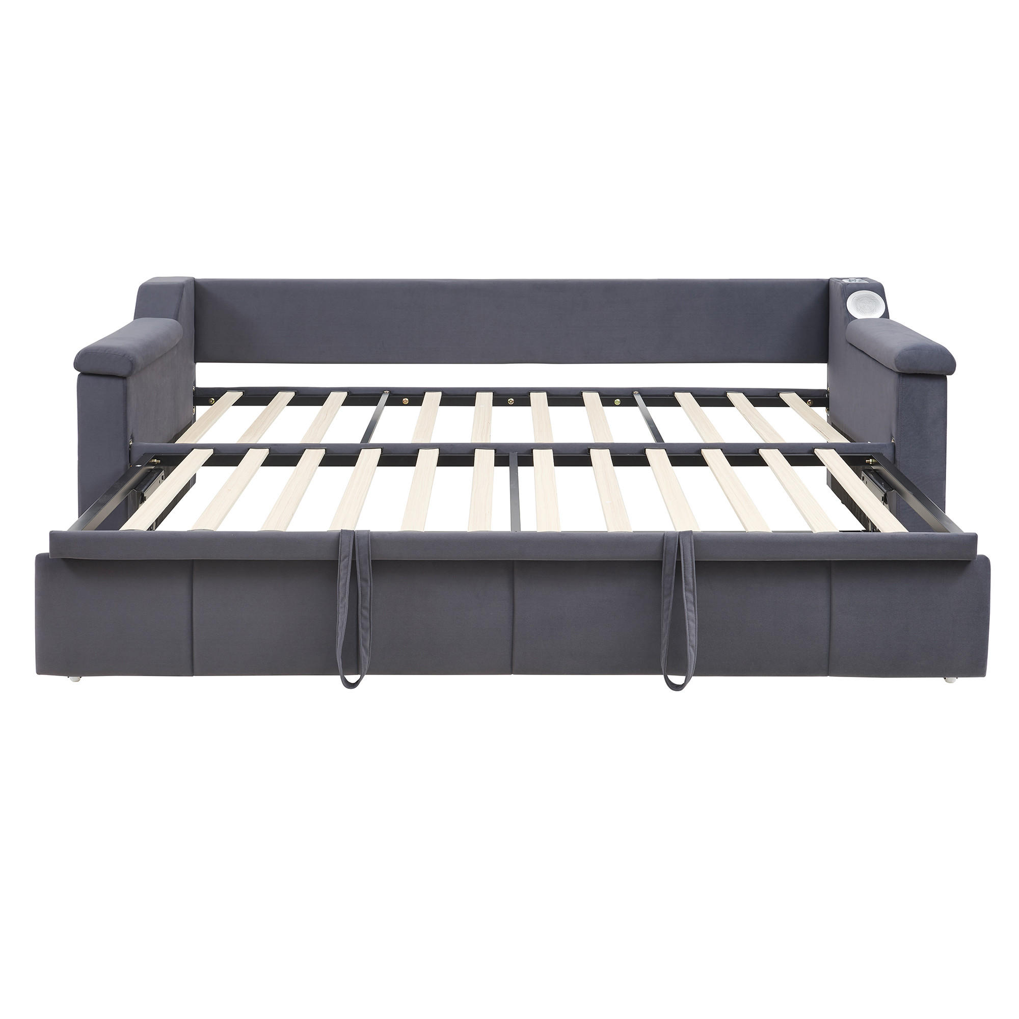 POLSTERBETT 90/180X190 cm Mit USB-Ladeanschluss in Samtstoff，Grau - Grau, Textil (90/190cm) - KOMHTOM