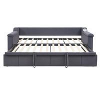 POLSTERBETT 90/180X190 cm Mit USB-Ladeanschluss in Samtstoff，Grau - Grau, Textil (90/190cm) - KOMHTOM