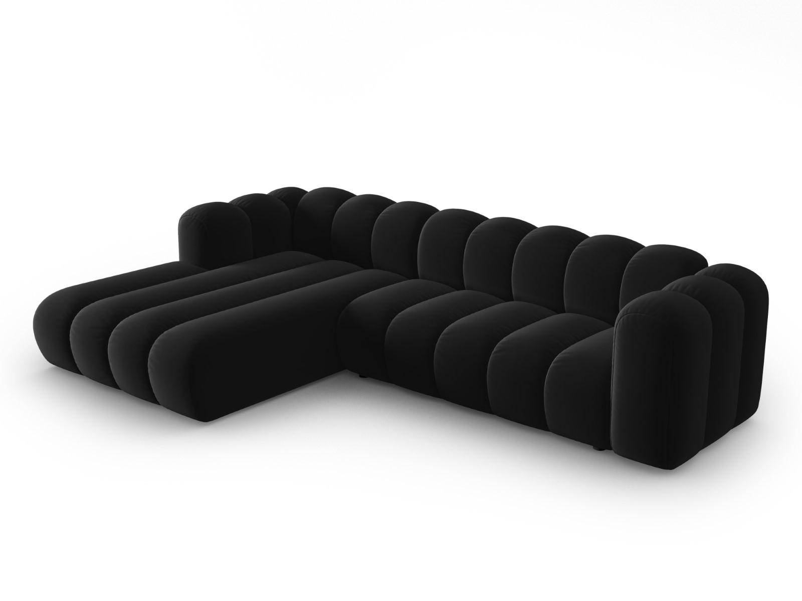 ECKSOFA modular links Lupine aus Samt schwarz 4 Sitzplätze - Schwarz, Textil (177/290cm) - Micadoni