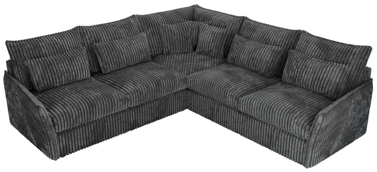 ECKSOFA VERSO L Dunkelgrau Cord - Dunkelgrau/Schwarz, Kunststoff/Textil (270/270cm) - MKS