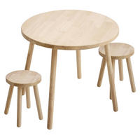 HOCKER 2er-Set und TISCH für Kinder - Braun, Holz (55/49/40cm) - Nordlys