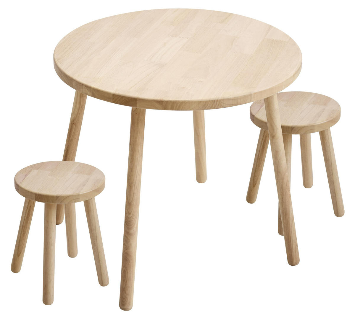 HOCKER 2er-Set und TISCH für Kinder - Braun, Holz (55/49/40cm) - Nordlys