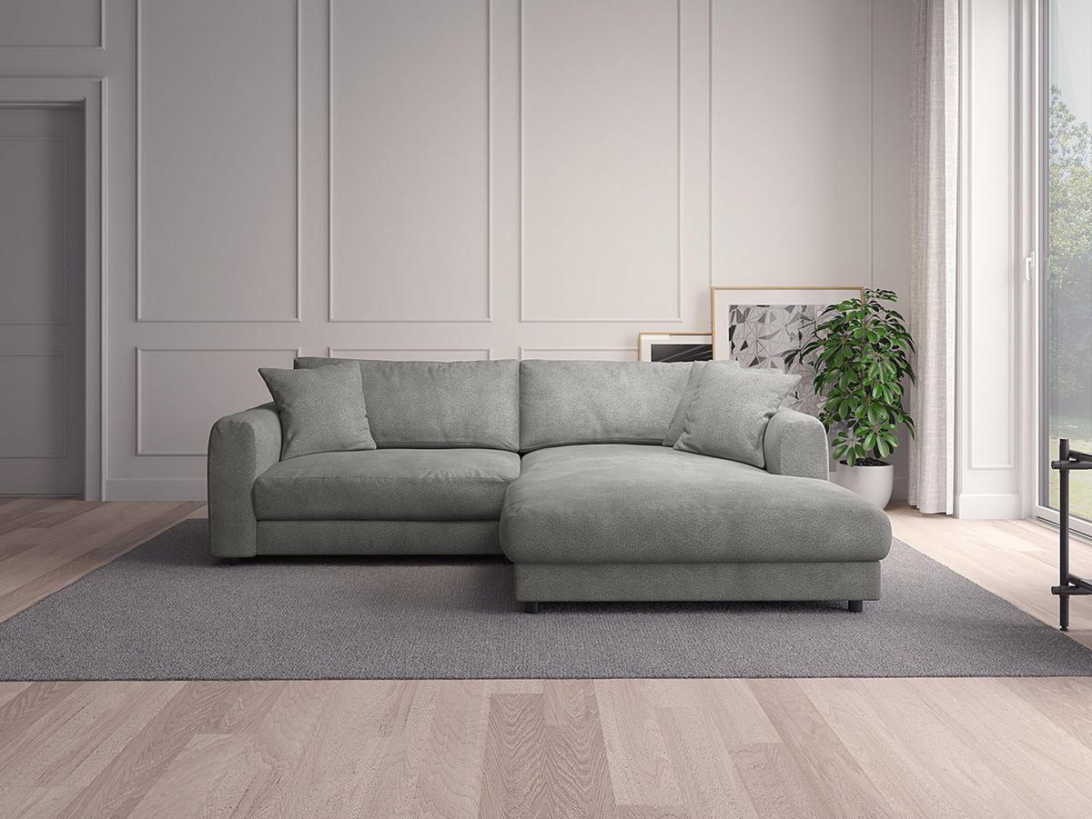 ECKSOFA mit Longchair - Schwarz/Grau, Kunststoff/Textil (238/183cm) - home24