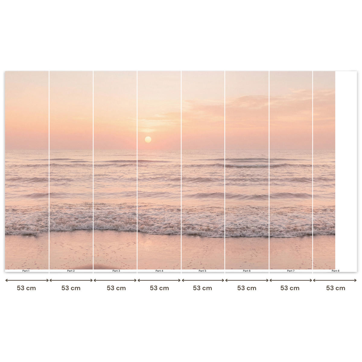 TAPETE - Sonne - Strand - Rosa - 400x240 cm - Hellrosa, Papier (400/240cm) - OnlyWow