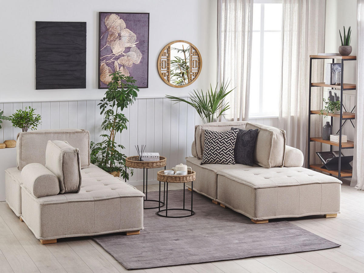 4-SITZER SOFA SET Polsterbezug Beige Tibro - Beige, Textil (200/40/100cm) - Beliani