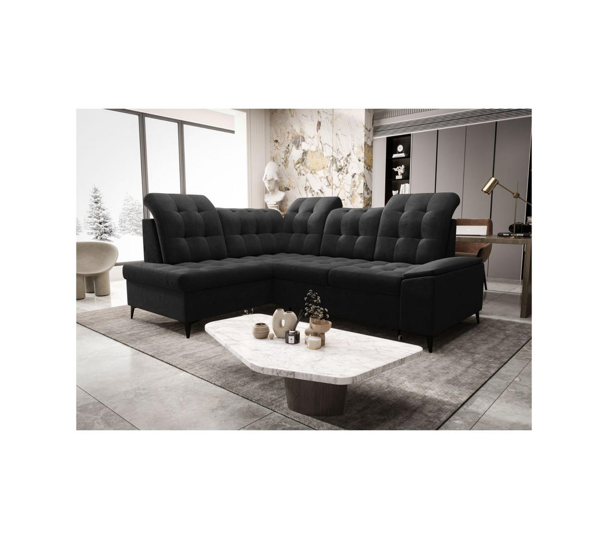 ECKSOFA KONGO RBN16, Eckcouch in L-Form mit Schlaffunktion, Farbe: Rot, Kunstleder, Ottomane Links - Rot, Textil (268/210cm) - O-Sofa