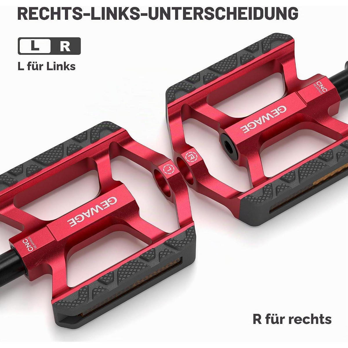 FAHRRADPEDALE Aluminium Rot mit Reflektor - Rot, Metall (7.5/1.5/11cm)