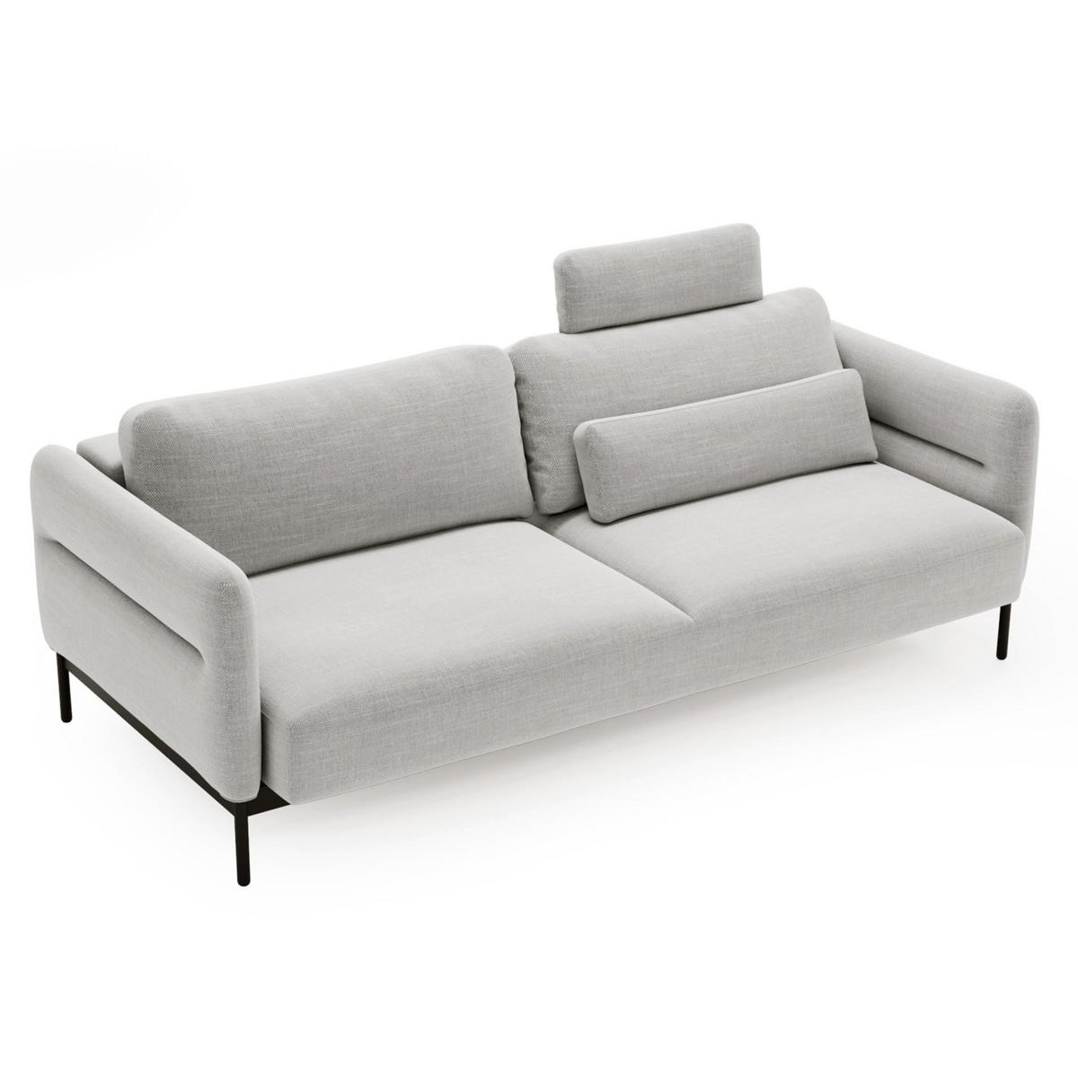 3-SITZER-SOFA Solianero Hellgrau 223 cm - Hellgrau/Schwarz, Textil/Metall (223/95/96cm) - Selsey