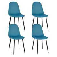 ESSZIMMERSTUHL Caya (4er-Set) - Blau/Schwarz, Textil/Metall (45/88/51cm) - Home Collective