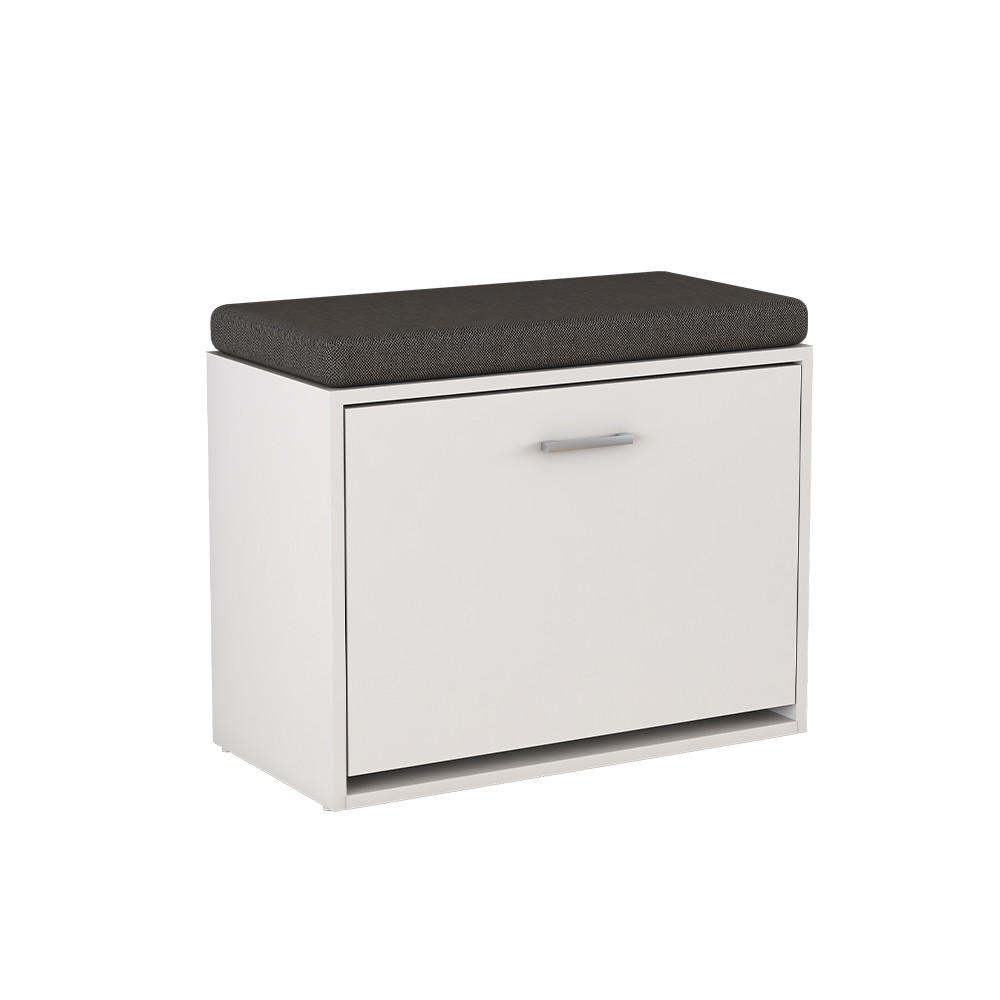 SCHUHBANK Georg Weiß 60 x 49.5 cm mit Auflage - Weiß, Holzwerkstoff (60/49.5/30cm) - Vicco