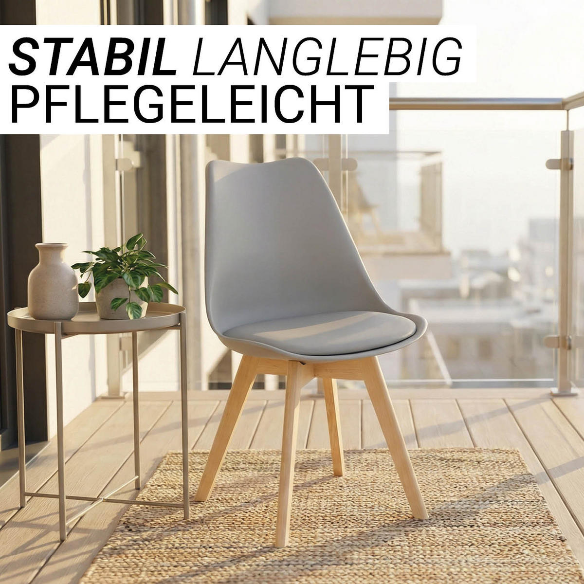 KÜCHENSTUHL 4er-Set Kunststoff Grau - Grau, Kunststoff (46/80/45cm) - Homestyle4u