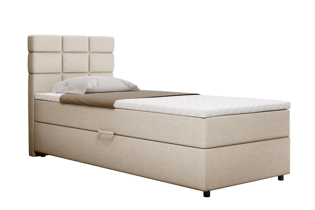 BOXBETT Reve 90 x 200 cm mit Bettkasten und Lattenrost ohne matratze - beige - Beige, Holz (90/200cm) - Homesy