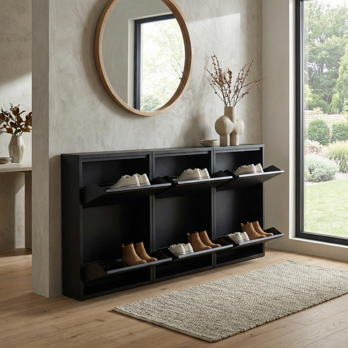 SCHUHKIPPER Pisa Schwarz 150/16/73 cm - Schwarz, Metall (150/73/16cm) - ebuy24