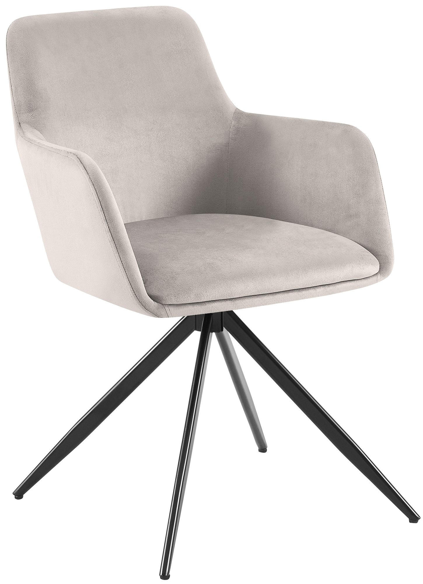 ARMLEHNENSTUHL Samt grau - Schwarz/Grau, Textil/Metall (56/81/62cm) - CLP