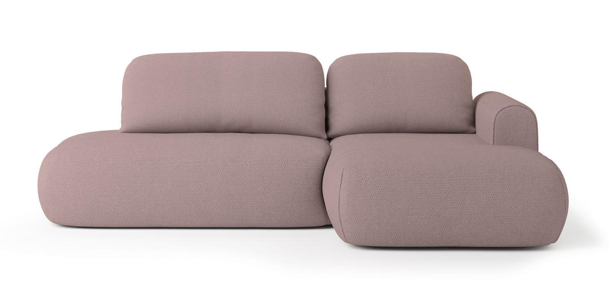 ECKSOFA NUVIRA R-S Rosa Geflochtener Stoff mit Schlaffunktion - Rosa, Holz (274/165cm) - MASSENO